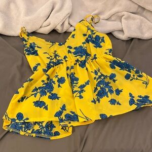 Yellow Floral Sleeveless Top